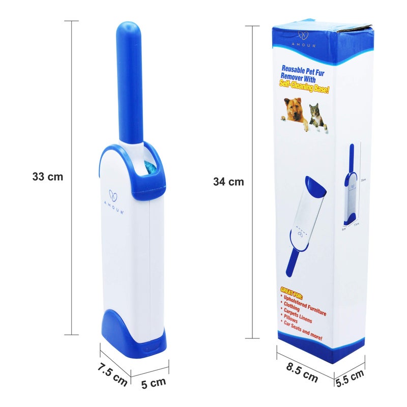 Amour pet Hair Remover Brush Double-Sided lint Brush with self-Cleaning Base Great for Furniture Clothing Carpets linens Pillows car Seats and More - Image 3