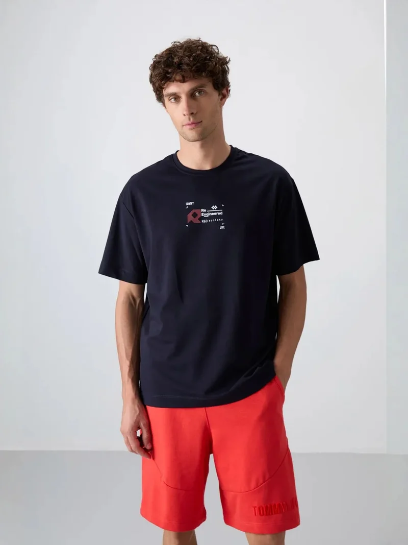 TOMMYLIFE TOMMY Oversized Logo Crew Neck T-Shirt