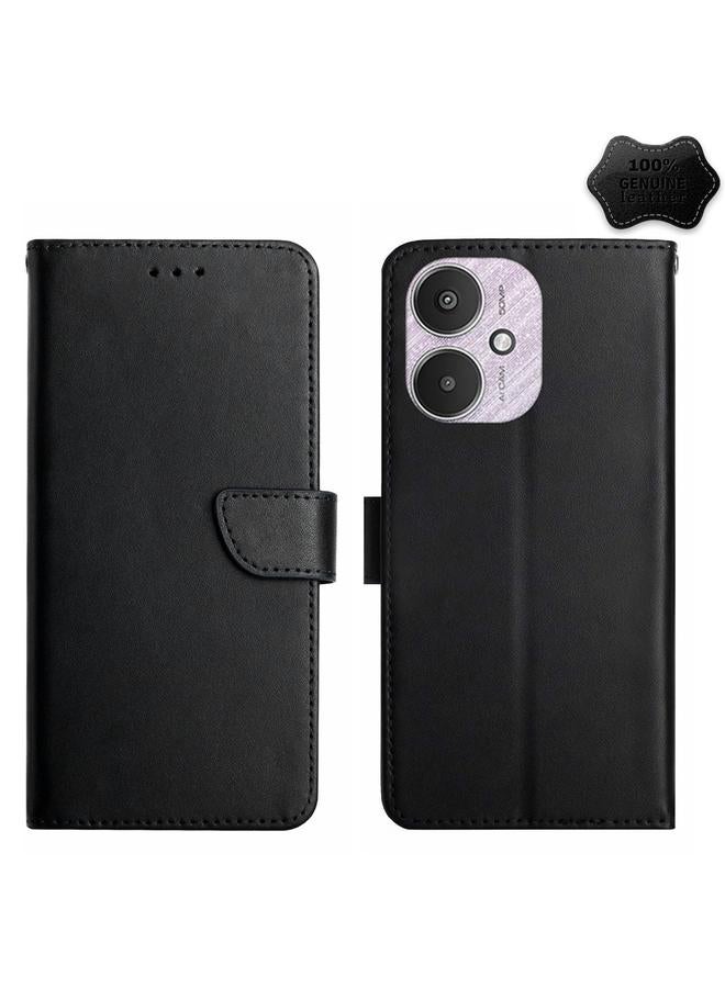 erorex Case For Xiaomi Redmi 13C 5G Genuine Leather Fingerprint-proof Flip Phone Case - Image 1