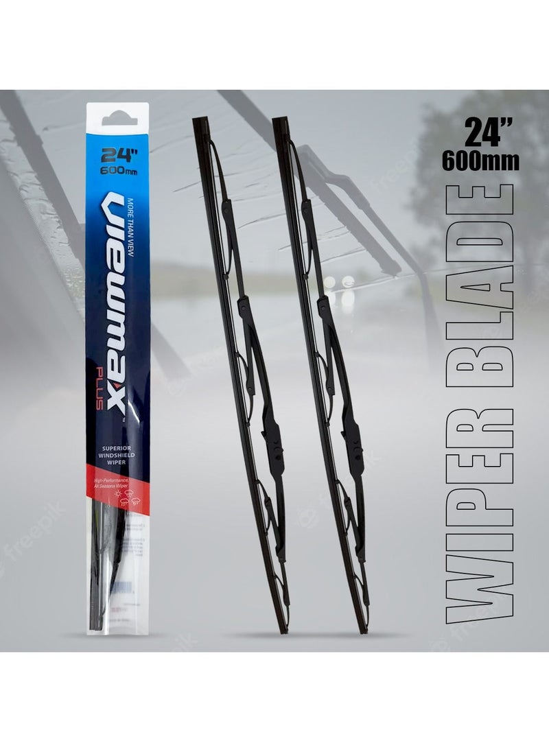 Viewmax VIEW MAX Windshield Car Wiper Blades, Powerful Performance Conventional Wiper Blades - 2 Pcs - (24" 600mm)  - Image 1