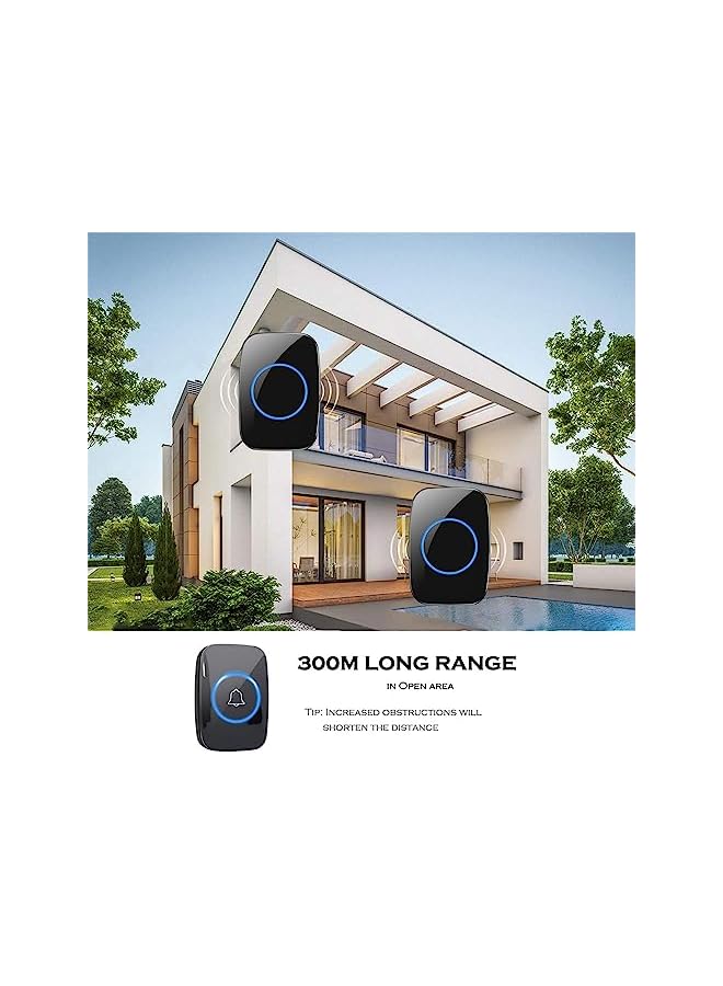 promass Doorbell Kits Wireless, Door Bell Kits with LED Flash, Plug-in Receiver,Waterproof Push Button 5 Levels Volume, 60 Chimes, Door Entry Bell for Home Office Classroom Hotel - Image 4