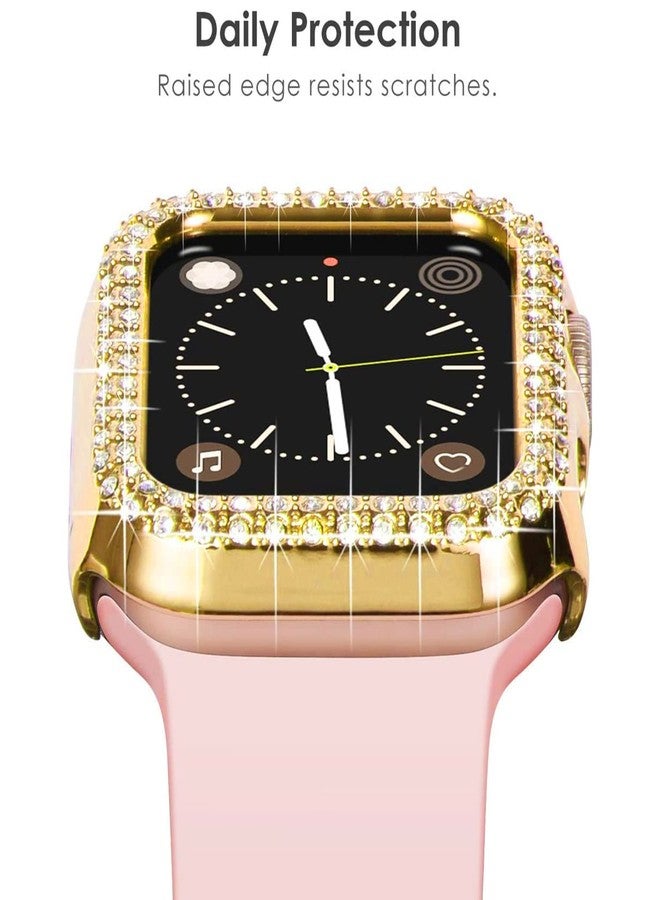 DEALELE [2-Pack] Case Compatible with Apple Watch Series Ultra 3 / Ultra 2 / Ultra (49mm), Bling Double-Rows Rhinestone Diamond Protective Case Cover Replacement Protector (Gold+Transparent) - Image 3