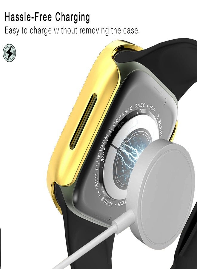 DEALELE [2-Pack] Case Compatible with Apple Watch Series Ultra 3 / Ultra 2 / Ultra (49mm), Bling Double-Rows Rhinestone Diamond Protective Case Cover Replacement Protector (Gold+Transparent) - Image 5