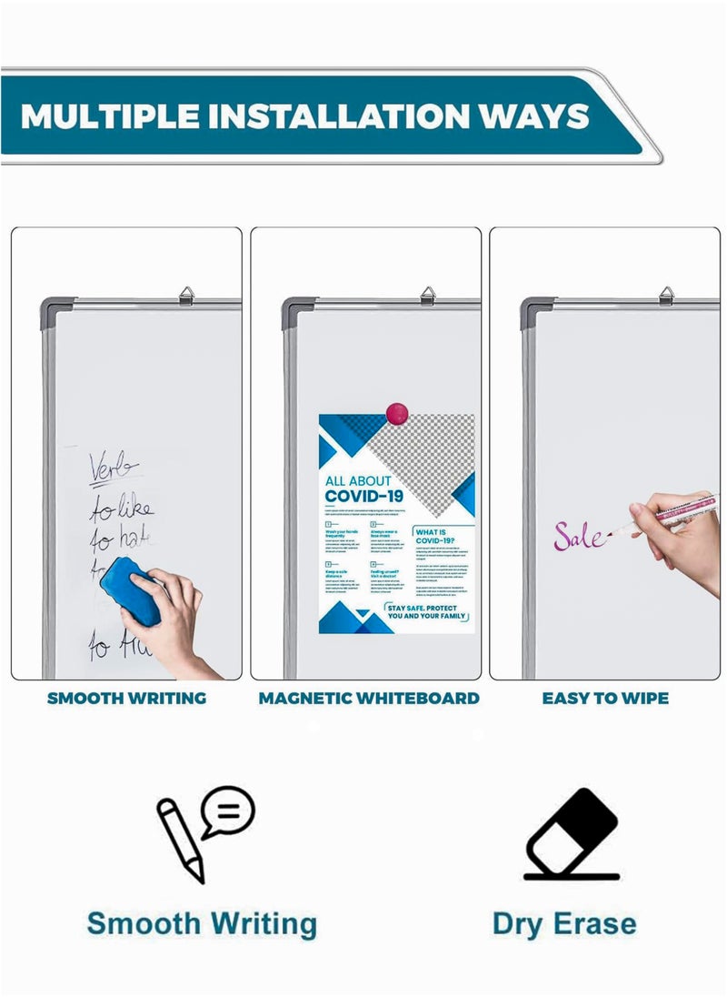 DBLEW Dry Erase Whiteboard for Wall 120 x 90 cm Magnetic White Writing Board with Aluminum Frame, Pen Tray & Wall Mount Kit, Smooth Writing Surface, Easy to Clean Ideal for Office, School, Home, Teaching & Planning Presentations  - Image 2