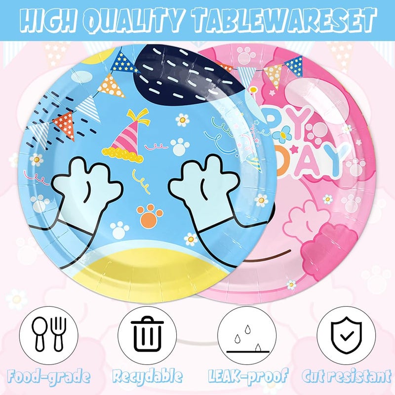 Ailimy 40Pcs Blue Dog Party Supplies Paw Baby Shower Decorations Plates and Napkin Set Supplies Cartoon Blue Dog Birthday Party Decorations - Image 4