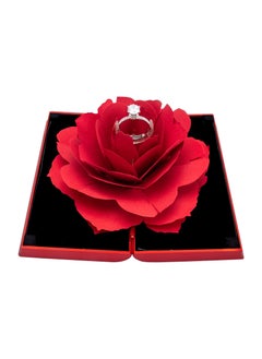 Rose Flower Engagement Ring Box, Blooming Rose Ring Box Surprise Jewelry Storage Holder for Woman as Proposal Engagement Wedding Ring Jewelry Gift Case in Valentine's Day & Anniversary
