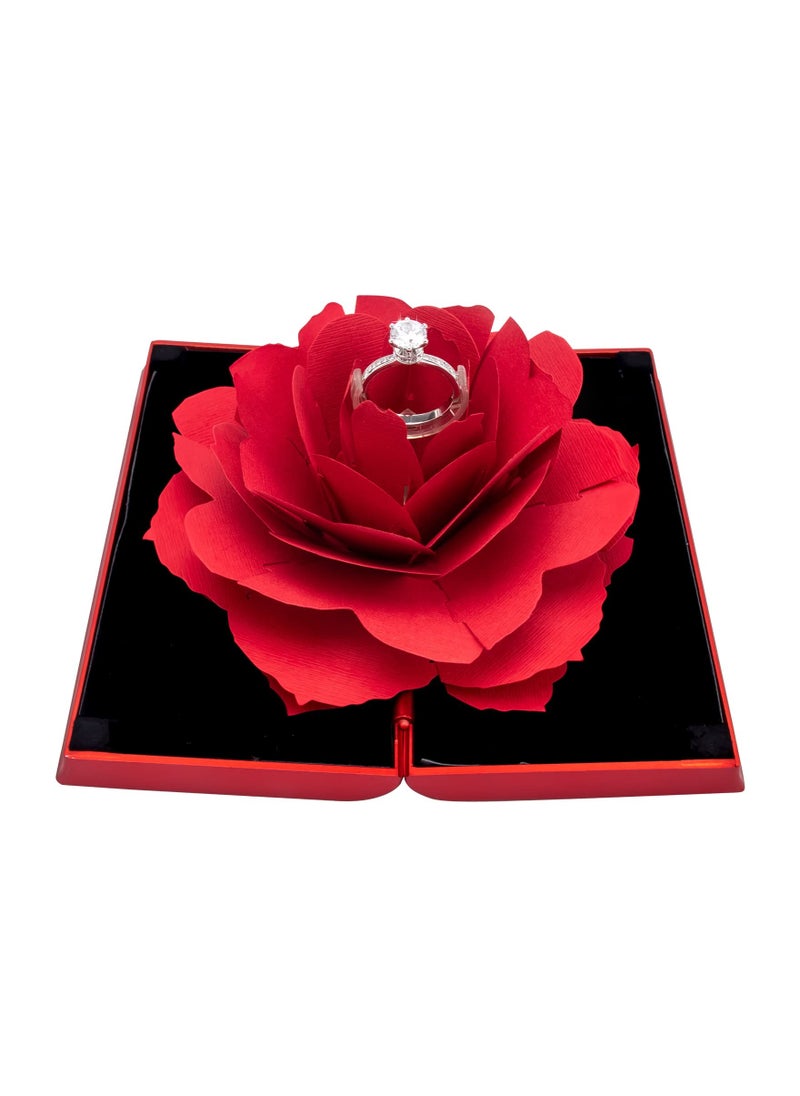 SYOSI - Rose Flower Engagement Ring Box, Blooming Rose Ring Box Surprise Jewelry Storage Holder for Woman as Proposal Engagement Wedding Ring Jewelry Gift Case in Valentine's Day & Anniversary - Image 1