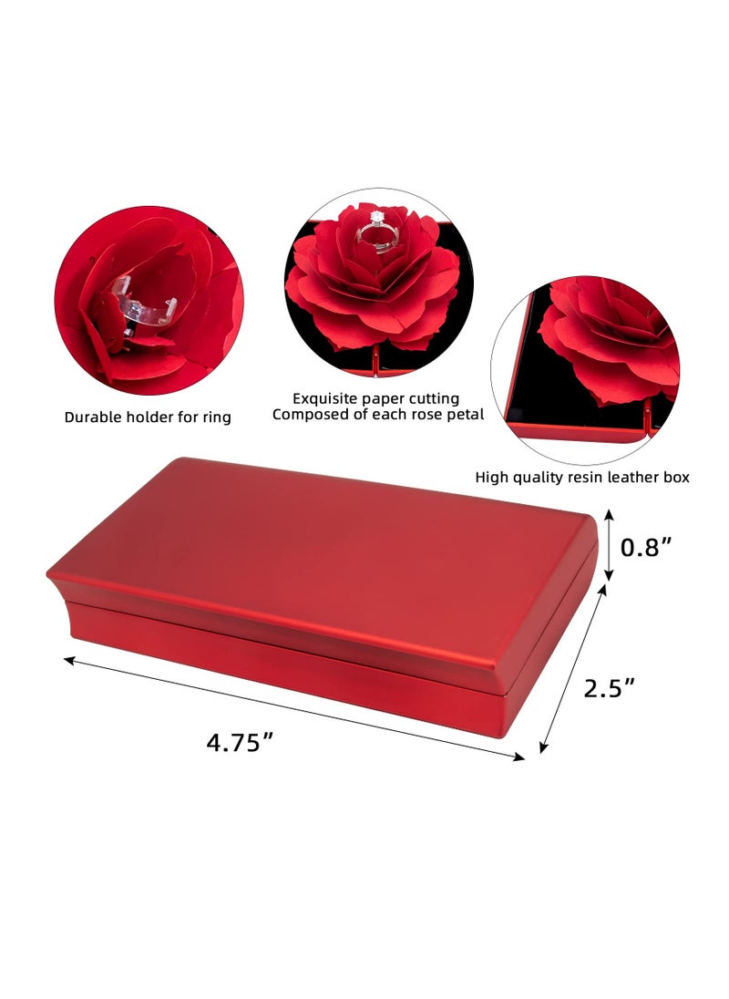 SYOSI - Rose Flower Engagement Ring Box, Blooming Rose Ring Box Surprise Jewelry Storage Holder for Woman as Proposal Engagement Wedding Ring Jewelry Gift Case in Valentine's Day & Anniversary - Image 1