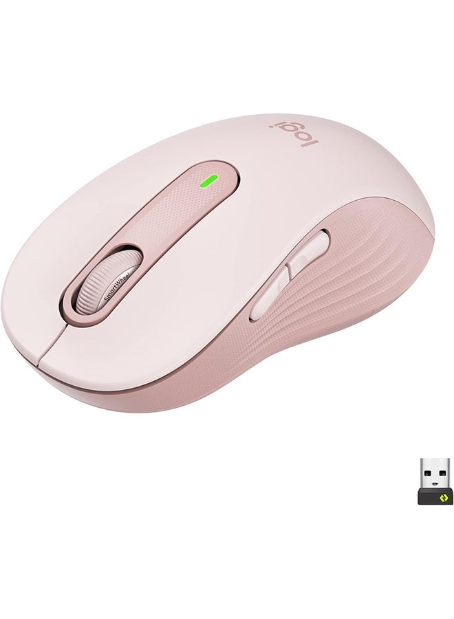 لوجيتيك ماوس لاسلكي بحجم كامل M650 L من لوجيتك - للأيدي كبيرة الحجم، بطارية لمدة عامين، نقرات صامتة، أزرار جانبية قابلة للتخصيص، بلوتوث، للكمبيوتر الشخصي/Mac/الأجهزة المتعددة/Chromebook - وردي - Image 1