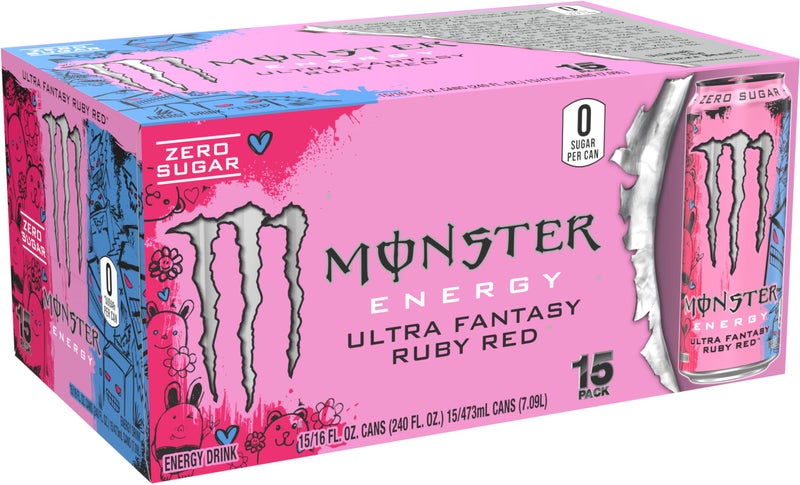 Monster Energy Ultra Fantasy Ruby Red, Sugar Free Energy Drink, 16 Ounce (Pack of 15) - Image 2