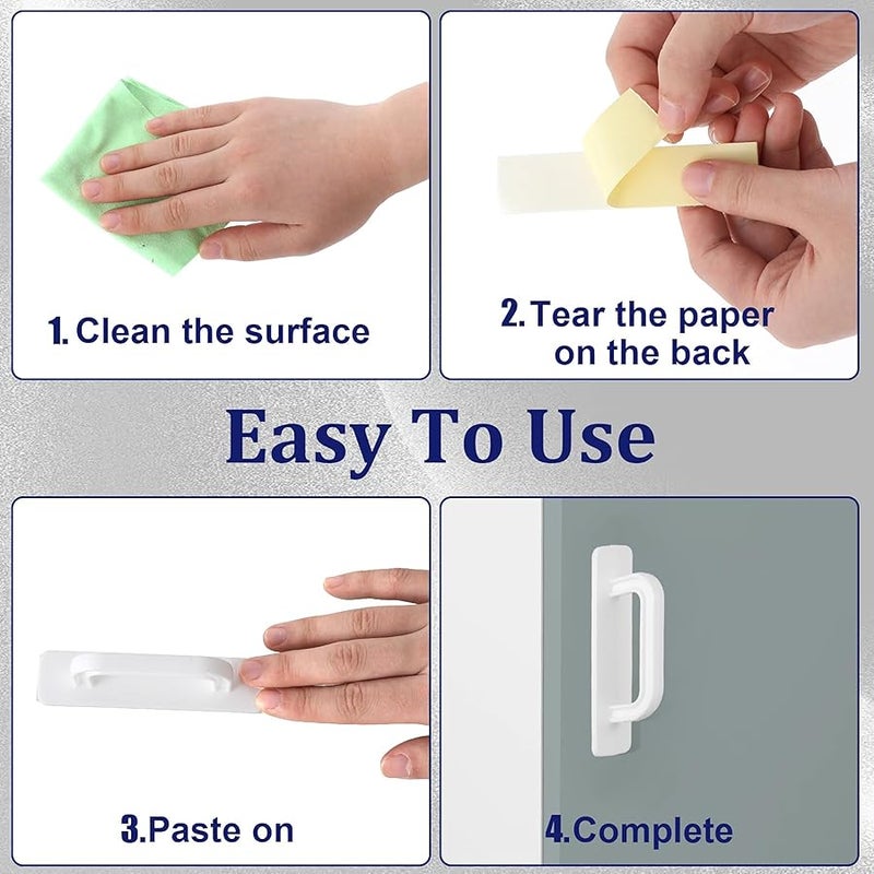 Aeaocvo 2 Pack Adhesive Cabinet Handles, Stick on Handle, No Drill Cabinet Pulls Peel and Stick, Cabinet Door Handles for Cabinet Closet Glass Sliding Shower Door Handle - Image 3