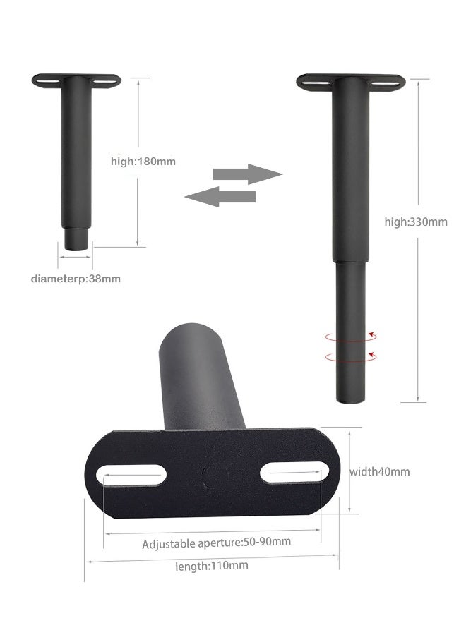 Bed Legs Adjustable,Retractable Heavy Duty Bed Center Frame Slat Support Leg,Metal Furniture Support Feet,Suitable for Cabinet Sofa Bed Frame Replacement Parts 2Pcs 7inch -13inch (Black)  - Image 2