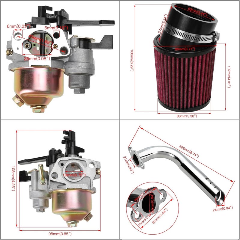 FVRITO High Performance Carburetor Filter Jet Adapter and Exhaust Pipe Stage 2 Kit for Hemi Predator Engines - Image 5