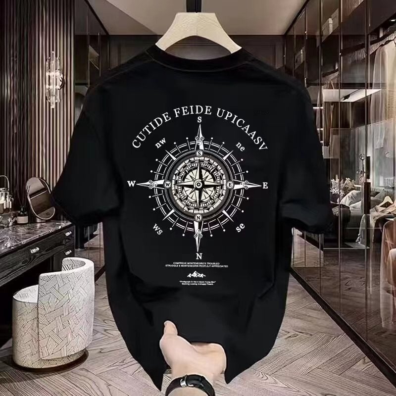 Heavy Trendy Brand Cotton Printed Men'S Short-Sleeved T-Shirt Summer Explosions Trendy Casual Crewneck T-Shirt - Image 1