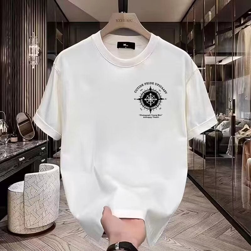 Heavy Trendy Brand Cotton Printed Men'S Short-Sleeved T-Shirt Summer Explosions Trendy Casual Crewneck T-Shirt - Image 3