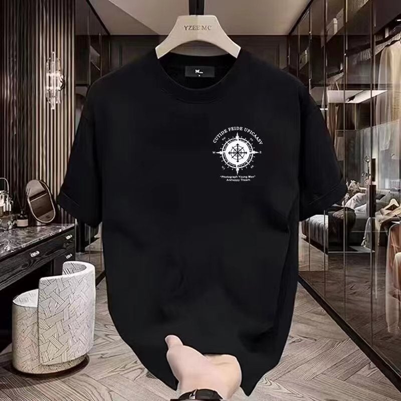 Heavy Trendy Brand Cotton Printed Men'S Short-Sleeved T-Shirt Summer Explosions Trendy Casual Crewneck T-Shirt - Image 5