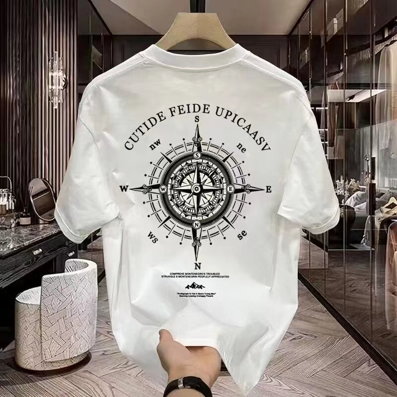 Heavy Trendy Brand Cotton Printed Men'S Short-Sleeved T-Shirt Summer Explosions Trendy Casual Crewneck T-Shirt - Image 2