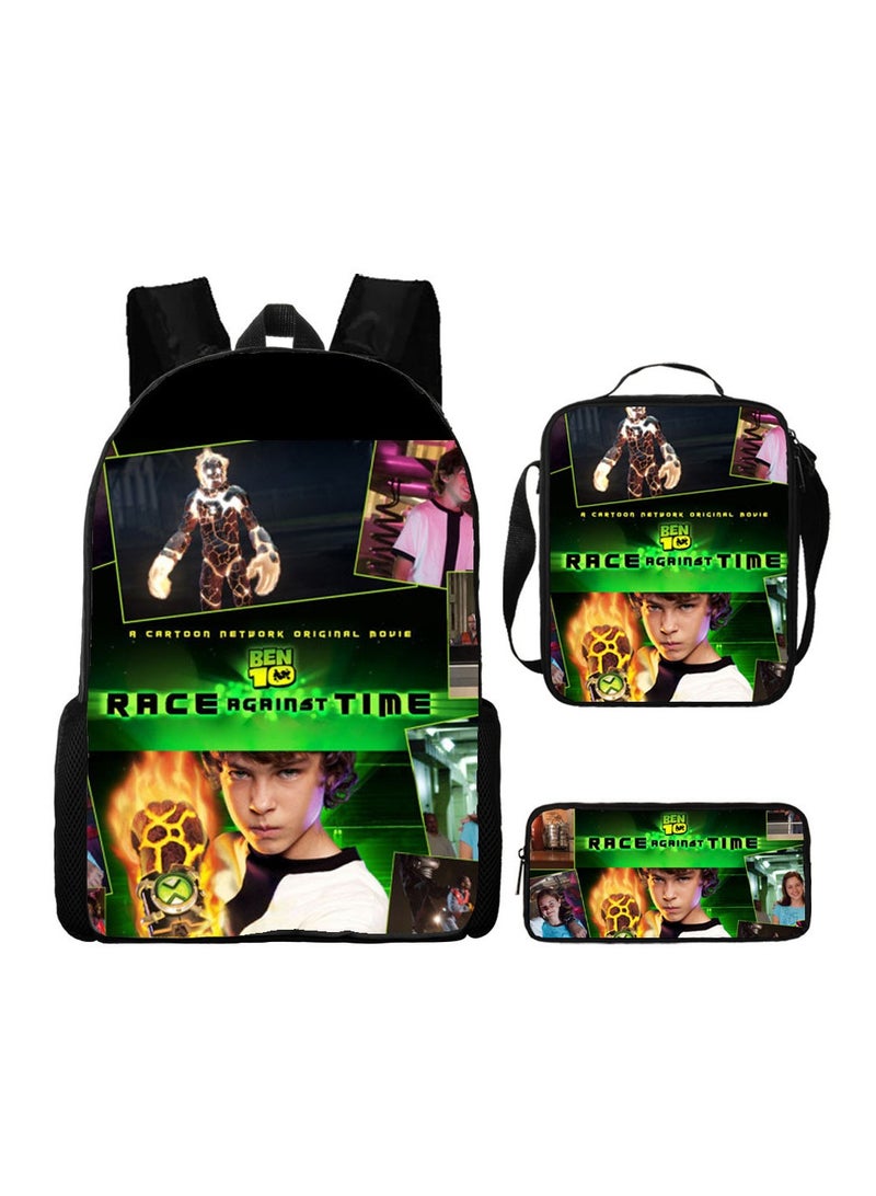 SKT Shiketro Ben 10 Backpack Student Schoolbag Anime Cartoon Backpack Backpack 29*16*42CM + Shoulder Bag 19*6*23CM + Pen Bag 24*7*11CM Three-piece Set - Image 1