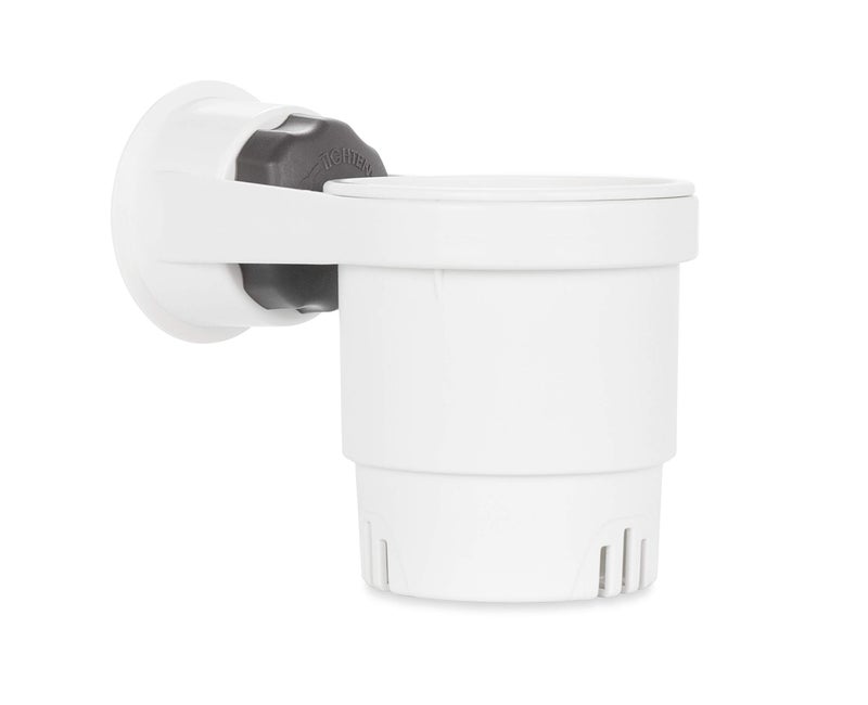 Camco Camco Cup Holder with Mechanical Suction Cup - Provides a Secure Location for Your Beverage - Compatible with Most Cups  Cans  Bottles and Tumblers - White (53084) One Size - Image 1