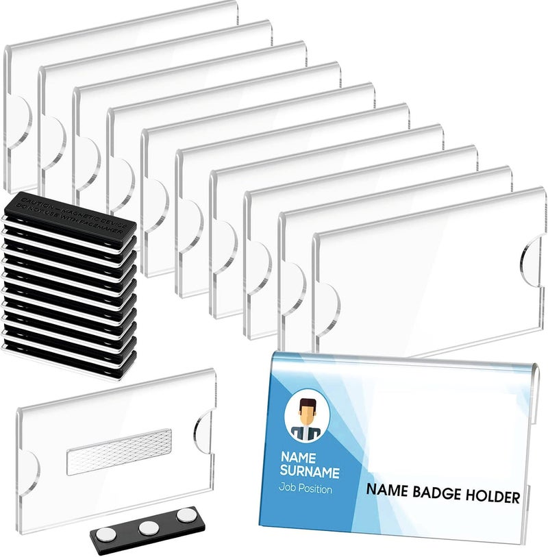NEILL® Acrylic Magnetic Name Badge Holder, Size 2.0"x 3.0", Pack of 12 Pcs, Magnetic Clear Label Holders, Magnetic Name Tag Blank Name Label For office school conference meeting exhibition event store - Image 1