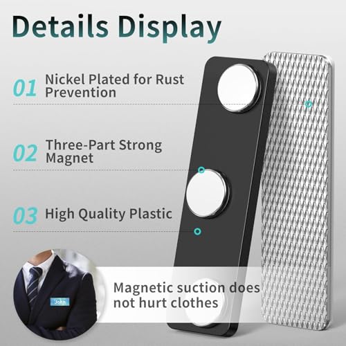 NEILL® Acrylic Magnetic Name Badge Holder, Size 2.0"x 3.0", Pack of 12 Pcs, Magnetic Clear Label Holders, Magnetic Name Tag Blank Name Label For office school conference meeting exhibition event store - Image 3