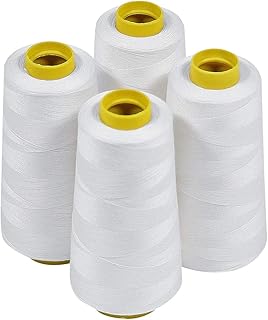 ThreadNanny 4 Large Cones (3000 Yards Each) of Polyester Threads for Sewing Quilting Serger White Color from Threadnanny - Image 1