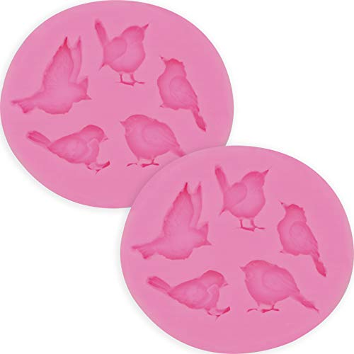Hengke 2Pcs Bird Shape Forest Theme Silicone Mold for Birthday Parties,Pudding,Pan Muffin,Impression Mats Baroque Fondant,Chocolate,Ice Cube,Cookie Pastry Pies,Cake Cup Cake,Decoration,Polymer Clay - Image 2
