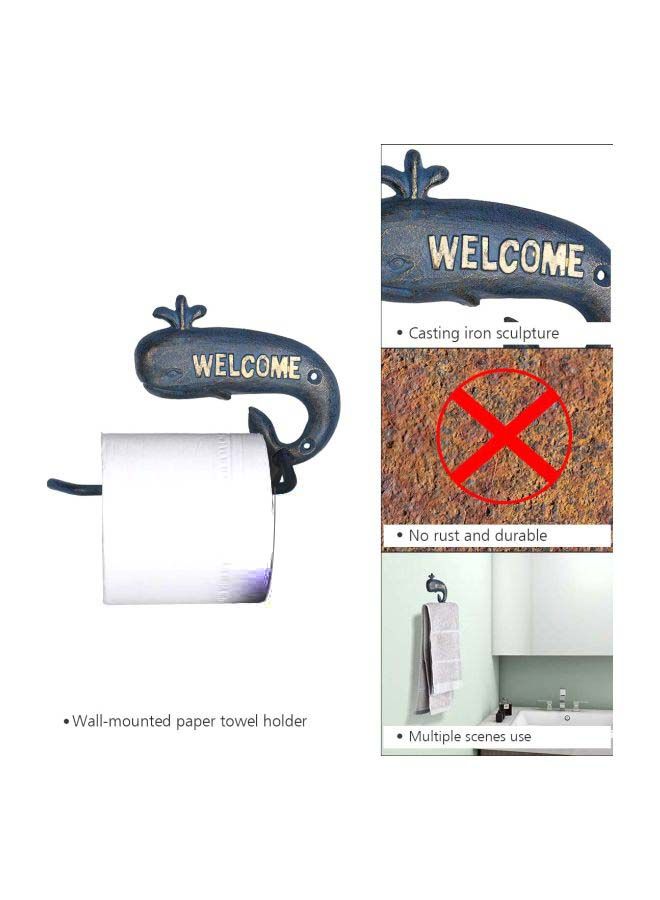 NIBEMINENT Iron Whale Shaped Toilet Paper Holder Blue 11x5.5cm  - Image 4