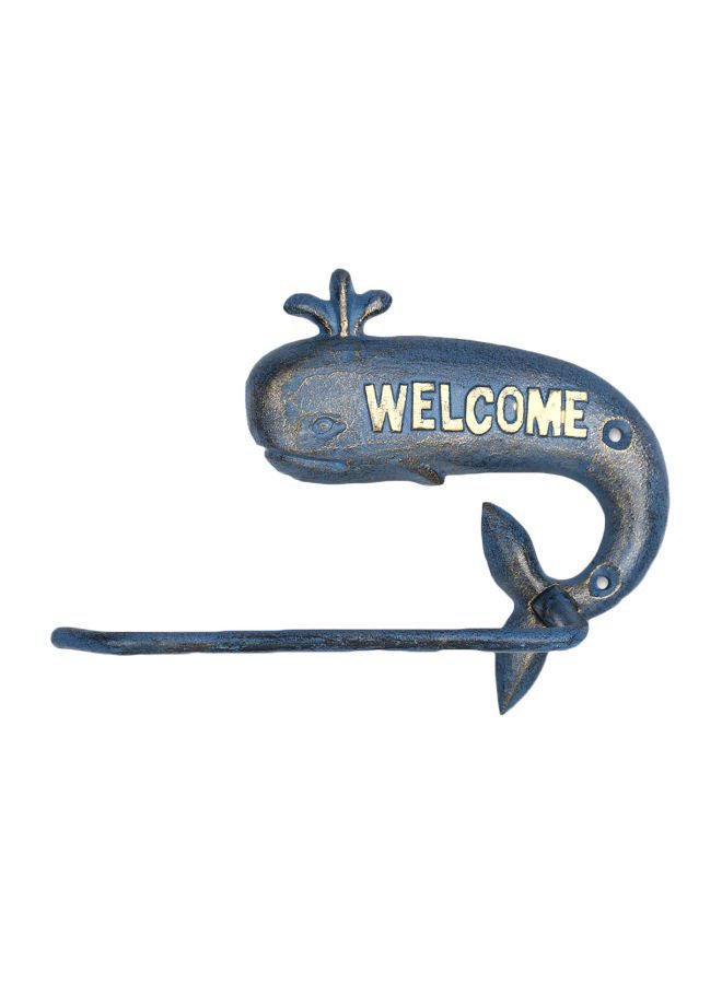 NIBEMINENT Iron Whale Shaped Toilet Paper Holder Blue 11x5.5cm  - Image 1