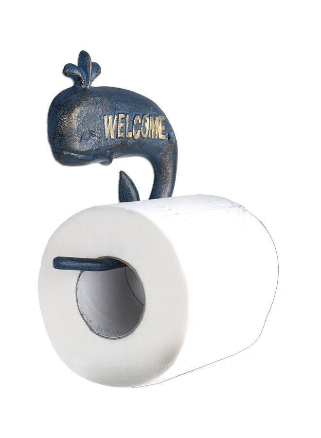 NIBEMINENT Iron Whale Shaped Toilet Paper Holder Blue 11x5.5cm  - Image 2