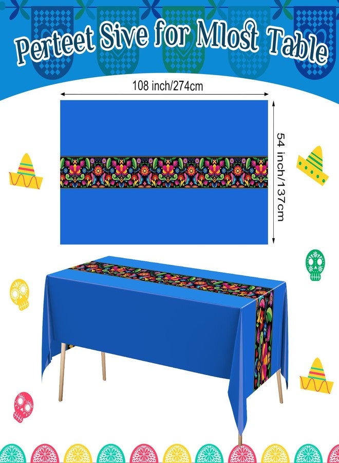 Oudain 6 Pcs Fiesta Tablecloth 108 x 54 Inch Plastic Tablecover Mexican Waterproof Tablecloth Disposable Table Cover for Taco Night Festive Mexican Fiesta Wedding Party Decoration (Multicolor) - Image 3