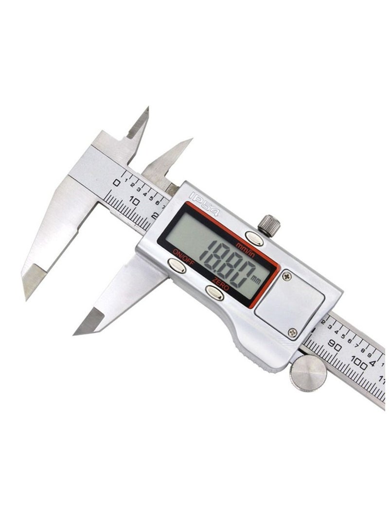 فرجار رقمي ، أداة قياس الفرجار الإلكترونية IP54 ، ميكرومتر من الفولاذ المقاوم للصدأ مقاس 6 بوصات / 150 مم ، أداة قياس مسطرة الورنية مع شاشة LCD - Image 1