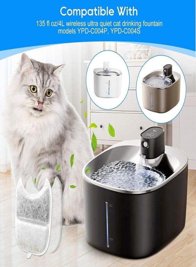Cunina 6 Set Cat Water Fountain Filters & Sponges for 135 fl oz/4L Wilreless Cats Drinking Water Fountain, Cat Fountain Pump Replacement, YPD-C004P YPD-C004S Pet Fountain Replacement Filter - Image 2
