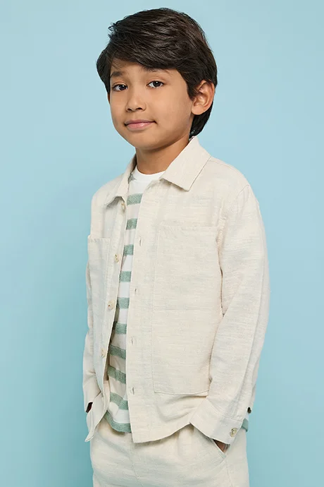 R&B Solid Shirt with Classic Collar and Long Sleeves