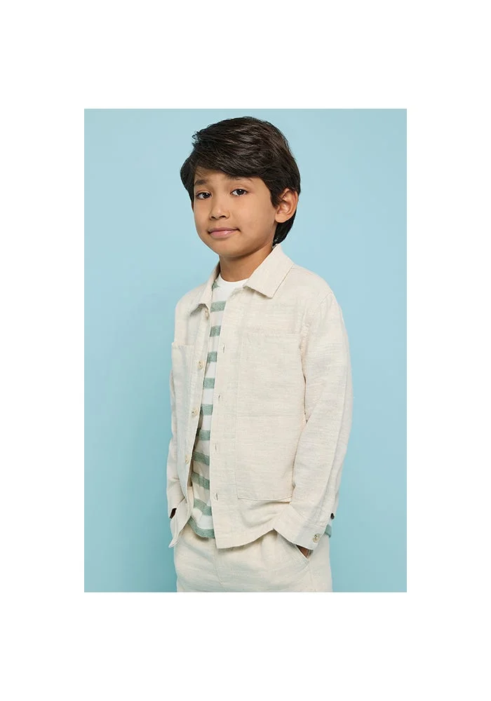 أر أند بي Solid Shirt with Classic Collar and Long Sleeves