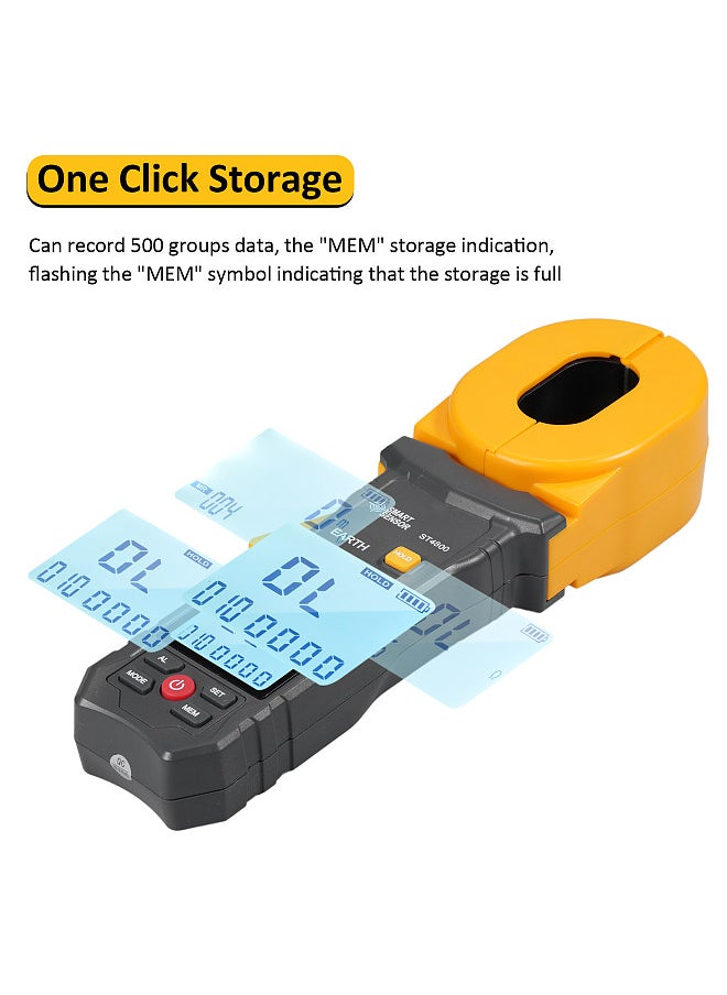 SMART SENSOR - Ground Earth Resistance Tester 0.01-1200Ω 500 Groups Data Storage Multifunction Digital Clamp Meter with LCD Display 0mA-30A Alarm Clamp Ammeter for Electric Power Telecommunications - Image 1