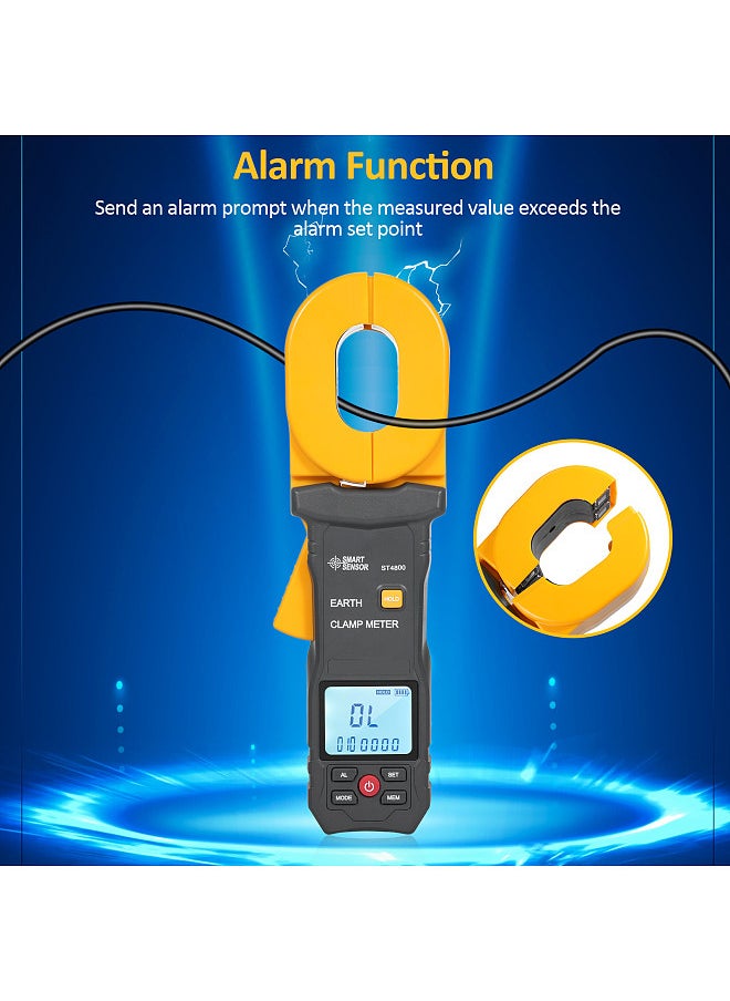 SMART SENSOR - Ground Earth Resistance Tester 0.01-1200Ω 500 Groups Data Storage Multifunction Digital Clamp Meter with LCD Display 0mA-30A Alarm Clamp Ammeter for Electric Power Telecommunications - Image 1