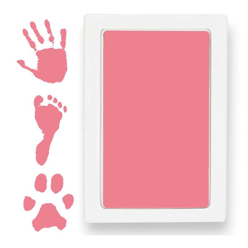 Large Clean Touch Ink Pad for Baby Handprints and Footprints Inkless Infant Hand Foot Stamp Safe for Babies Doesnt Touch Skin Perfect Family Memory or Gift Pink Print Kit by Tiny Gifts
