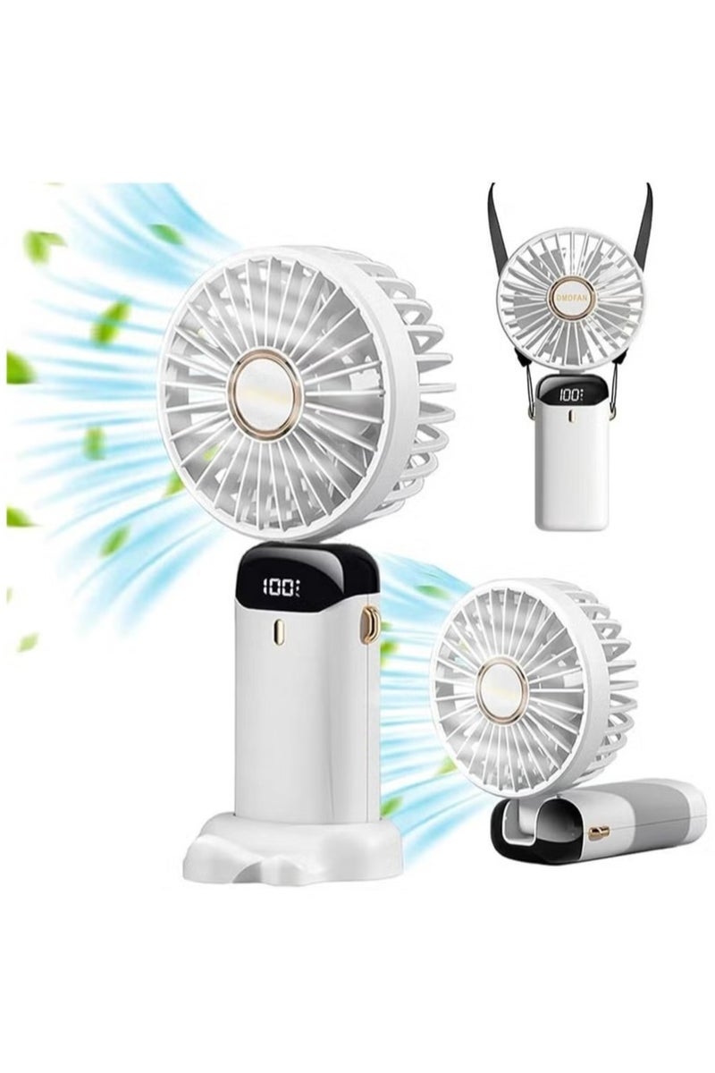 Trendify Mini Handheld Fan | Foldable USB Rechargeable Fan | Adjustable 5-Speed Small Window Fan | 90° Adjustable Small Desk & Neck Fan | Portable Personal Fan for Kids, Women, Men – Home, Office, Outdoor Travel (White) - Image 1