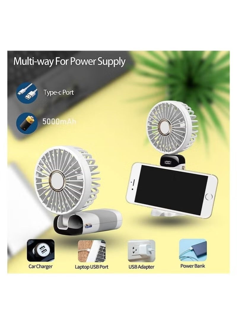 Trendify Mini Handheld Fan | Foldable USB Rechargeable Fan | Adjustable 5-Speed Small Window Fan | 90° Adjustable Small Desk & Neck Fan | Portable Personal Fan for Kids, Women, Men – Home, Office, Outdoor Travel (White) - Image 2