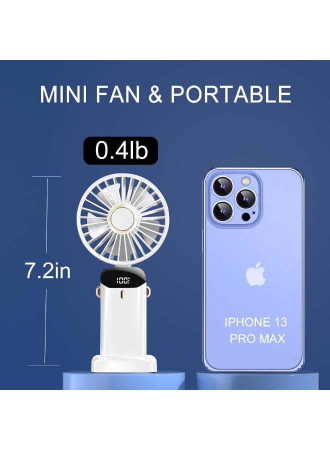 Trendify Mini Handheld Fan | Foldable USB Rechargeable Fan | Adjustable 5-Speed Small Window Fan | 90° Adjustable Small Desk & Neck Fan | Portable Personal Fan for Kids, Women, Men – Home, Office, Outdoor Travel (White) - Image 4