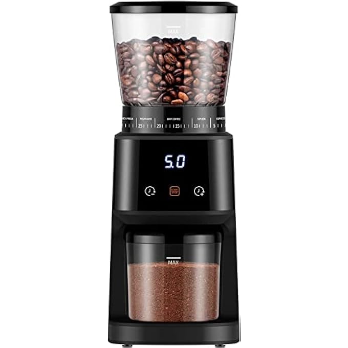 Dxmocos Conical Burr Coffee Grinder With Digital Timer Display Electric Coffee Bean Grinder With 31 Precise Settings For EspressoDripPour OverCold BrewFrench Press Matte Black - Image 1