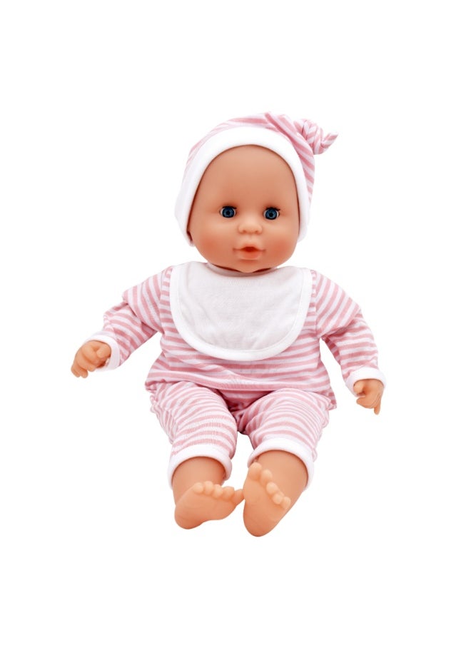 dolls world Baby Joy 15 inch Baby Doll With Sleeping Eyes Bottle & Dummy from Peterkin gift for kids of Age above 18 months  - Image 3
