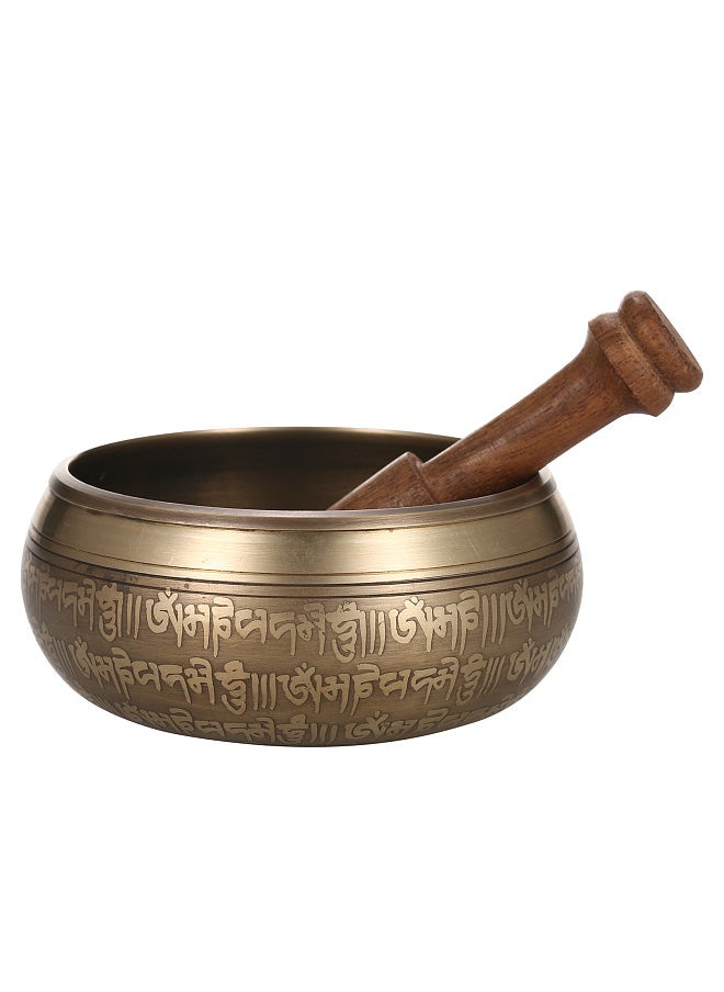 Generic Tibetan Singing Bowl Handmade Buddha Tibet Struck Bowl Ritual Music Therapy Copper Chime Sound Bowl with Wooden Striker  - Image 1