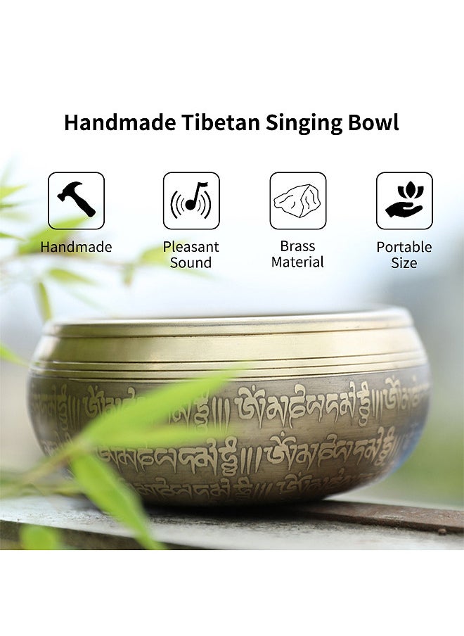 Generic Tibetan Singing Bowl Handmade Buddha Tibet Struck Bowl Ritual Music Therapy Copper Chime Sound Bowl with Wooden Striker  - Image 3