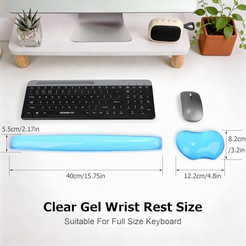 ABRONDA Gel Keyboard Wrist Rest Set Plus - ABRONDA Keyboard & Mouse Wrist Support Pad Office, Computer, Laptop, Mac - Durable, Comfortable and Pain Relief- Blue Set - Image 3