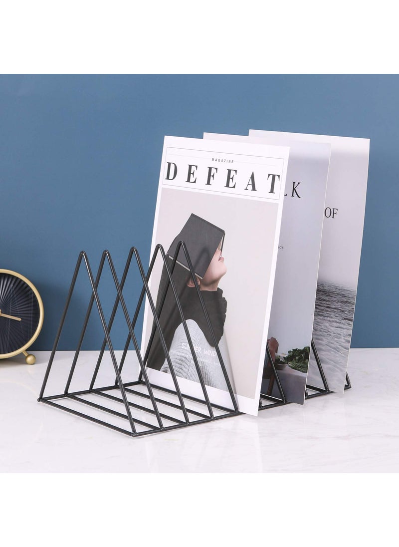 CR18 COLLECTION CR18 COLLECTION 9 Triangular Slots Magazine Rack Iron Desk Book Stone Magazine Holder Rack Desktop File Sorter Book Rack Organizer 9 Slot Triangle Shape 122 L X 7 W X 69 H Black pack of 1  - Image 2