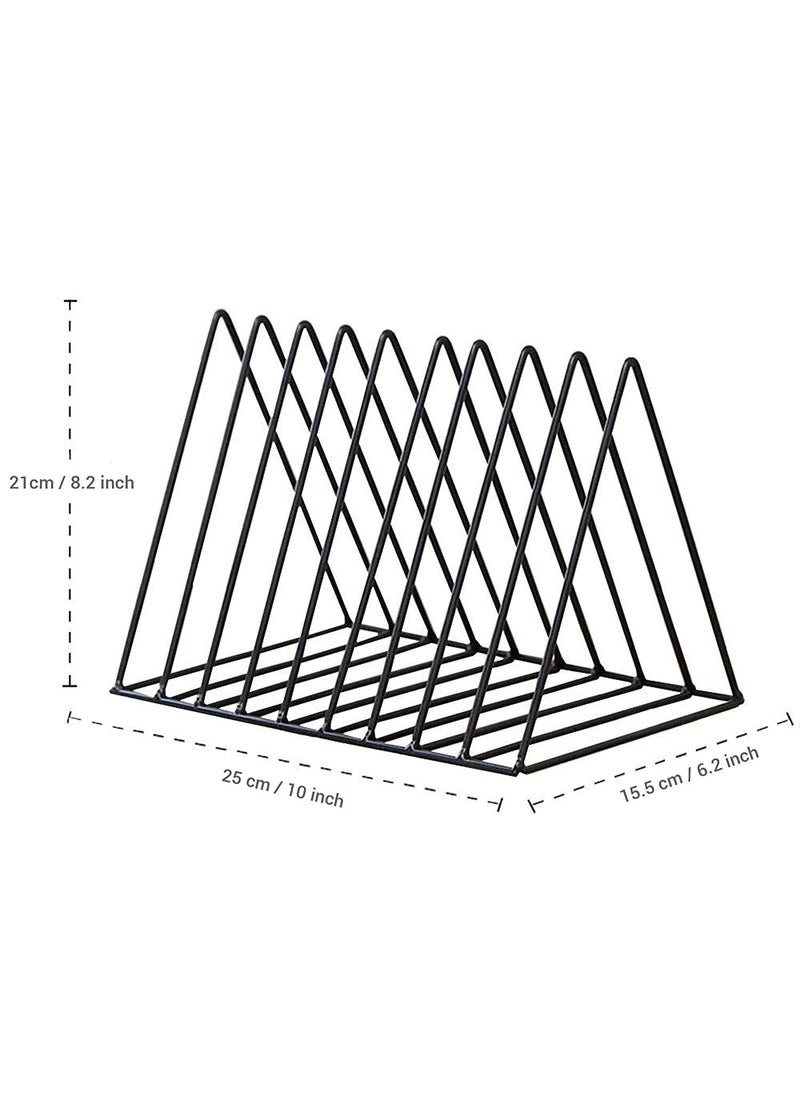 CR18 COLLECTION CR18 COLLECTION 9 Triangular Slots Magazine Rack Iron Desk Book Stone Magazine Holder Rack Desktop File Sorter Book Rack Organizer 9 Slot Triangle Shape 122 L X 7 W X 69 H Black pack of 1  - Image 4