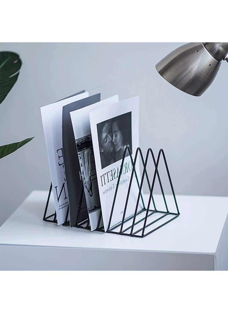 CR18 COLLECTION CR18 COLLECTION 9 Triangular Slots Magazine Rack Iron Desk Book Stone Magazine Holder Rack Desktop File Sorter Book Rack Organizer 9 Slot Triangle Shape 122 L X 7 W X 69 H Black pack of 1  - Image 3