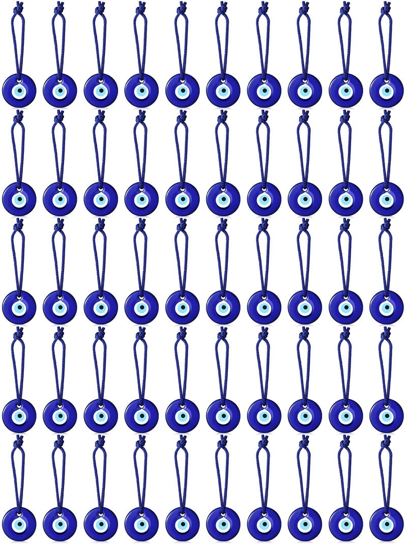 Jexine خرز العين الشريرة التركية الزرقاء 50 قطعة من جكسين، تعليقات، قلادات، خرز زجاجي، زينة حائط، مرآة سيارة، ديكور مع حبال للزينة المنزلية، سلسلة مفاتيح، مجوهرات 12